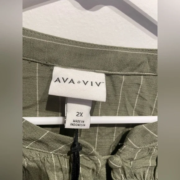 Ava & Viv Women’s Bishop Long Sleeve Button up Smocked Mini Dress Size 2X NWT - Picture 3 of 5